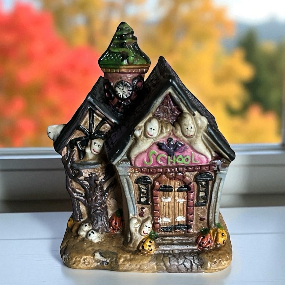 Vintage Halloween Haunted Schoolhouse Ceramic Figurine
